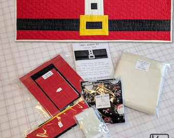 Table Runner Kit Santa's Belt Precut Ready to Sew Fabric Binding Backing and Batting Included Quick DIY Sewing Project Great Christmas Decor