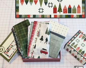 Table Runner Kit Winter Village with Keepsake Box Includes Pattern and Fabric The Perfect Gift for a Quilter and Holiday Table Decor