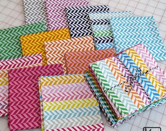 12 Fat Quarter Bundle Colorful Chevron Pattern from Effervescence Collection Quality Cotton Fabric Precut Pack Fun DIY Sewing Quilting Gift