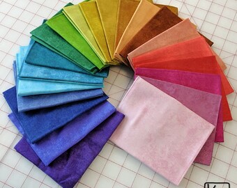 Fat Quarter Bundle 21 Pieces Bright Rainbow Color Blenders Shadow Play Collection Cotton Fabric Precut Pack Quality Quilting Fabrics
