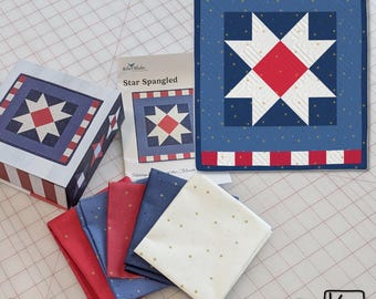 Tabletop Banner Kit Star Spangled Red White & Blue with Keepsake Box Includes Pattern and Fabric Great DIY Project Perfect Quilter Gift