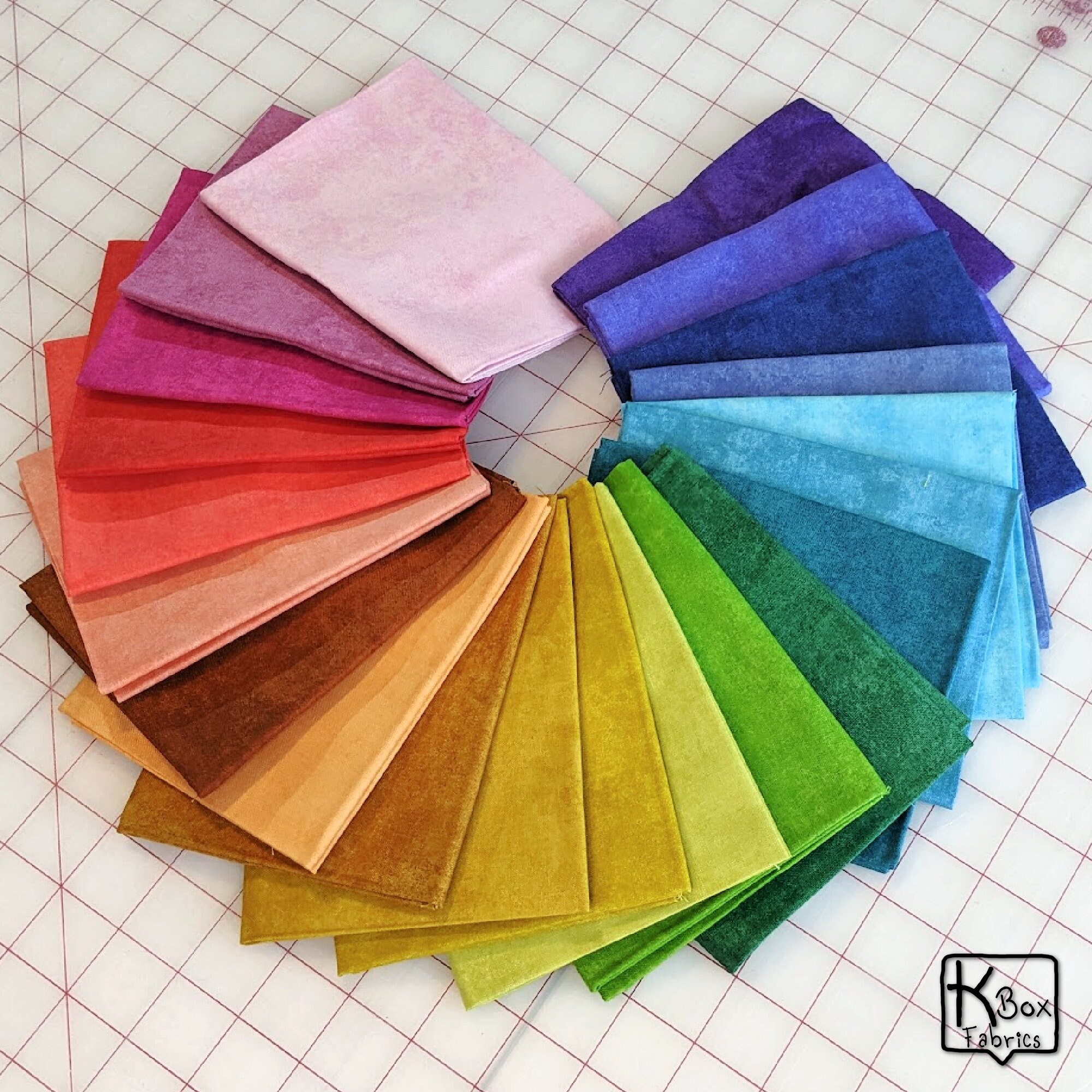 Fat Quarter Bundle 21 Pieces Bright Rainbow Color Blenders Shadow Play ...