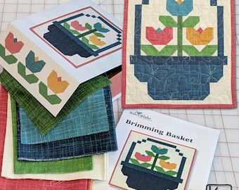 Tabletop Banner Kit Flower Brimming Basket & Keepsake Box Includes Pattern and Colorful Fabric Great DIY Project Perfect Gift for a Quilter