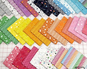 Fat Quarter 36 Pieces Bundle Rainbow Effervescence Collection Cotton Fabric Precut Pack Colorful Quality Quilting Stack