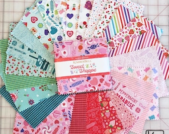 5 Inch Charm Pack Kimberbell Sweet Shoppe Fun Candy & Fruit Designs 42 Square Precut Bundle 5x5 Quality Quilting Cotton Fabric