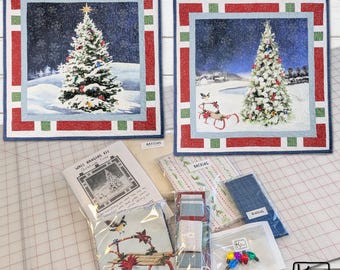 Kit para colgar en la pared: Árbol de Navidad precortado, listo para coser. Incluye ribete, respaldo y guata. Proyecto de costura rápido para hacer tú mismo. Decoración navideña para la pared.