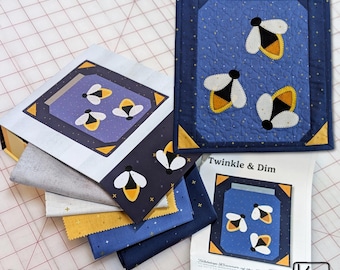 Tabletop Banner Kit Cute Bees Twinkle & Dim in Blue with Keepsake Box Includes Pattern and Fabric Great DIY Project Perfect Quilter Gift