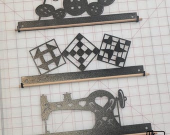 Metal Wall Hanger 12" For Quilting Sewing and Crafting Projects Cute Sewing Machine Quilt Blocks & Buttons Designs Great Quilters Gift