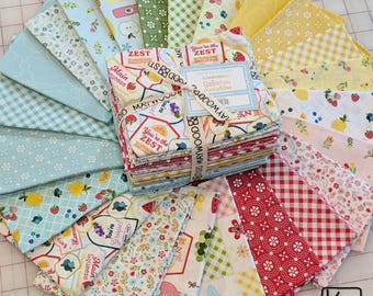 Fat Quarter Bundle 23 Pieces Kimberbell Sippin On Sunshine Fabric Novelty Food Drinks Flowers Gingham Designs Quality Quilting Cotton Fabric