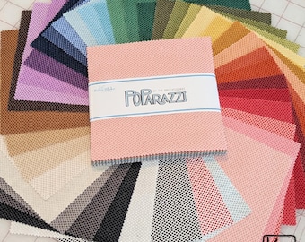 5 inch Charm Pack 42 Squares Rainbow Polka Dots Riley Blake Poparazzi Basics Line Quality Quilting Cotton Fabric Precut Bundle 5x5 Stalker