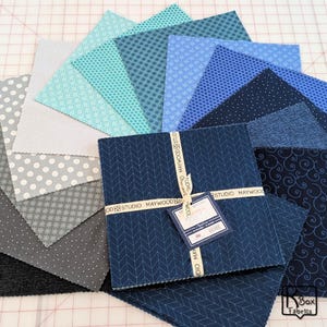 10 Inch Square Layer Cake Blue & Gray Kimberbell Basics Maritime Line 42 Pieces 10 x 10 Blenders Quality Precut Quilting Cotton Fabric