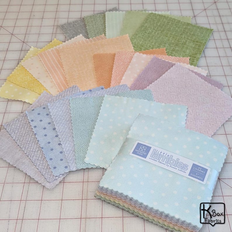5 Inch Square Flannel Charm Pack 42 Pieces Pastel Flannel Rainbow ...