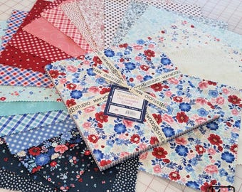 10 Inch Square Layer Cake Red White Blue Kimberbell Basics Star Spangle Beauty Line 42 Pieces 10 x 10 Quality Precut Quilting Cotton Fabric