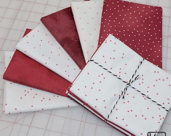 6 Fat Quarter Bundle Red and White Blender Basics Designer Quality Quilting Cotton Fabric