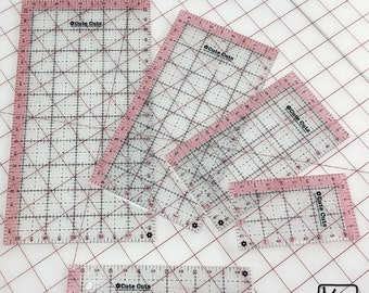Quilting Ruler Rectangle Set Pink Cute Cuts Collection 5 Sizes of Non-Slip Rulers Quilting Essentials and Great Quilters Gift