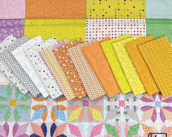 13 Yards 1 Colorful Panel Bundle Precut Fabric Pack Yellow Effervescence Collection Quality Quilting Cotton Fabric Fun Shapes and Colors