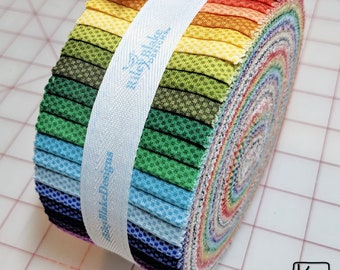 2 1/2 Fabric Strips Roll Rainbow POParazzi Collection Cotton Fabric Precut Pack 40 Pieces Colorful Rolie Polie Quality Quilting Roll Bundle