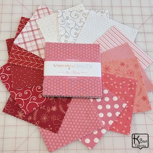5 Inch Charm Pack Red Pink White Kimberbell Basics Be Mine Line Blenders 42 Squares Precut Bundle 5x5 Quality Quilting Cotton Fabric