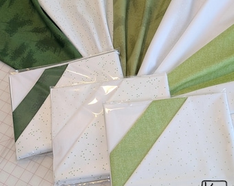 3 Yards Fabric Bundle Green & White Blender Basics from Riley Blake Quality Quilting Cotton