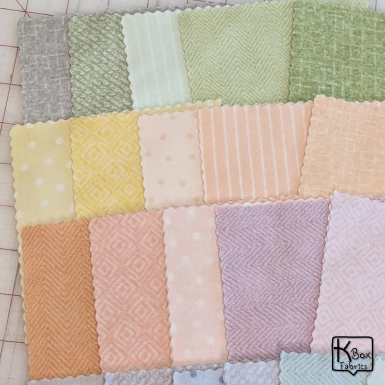 5 Inch Square Flannel Charm Pack 42 Pieces Pastel Flannel Rainbow ...