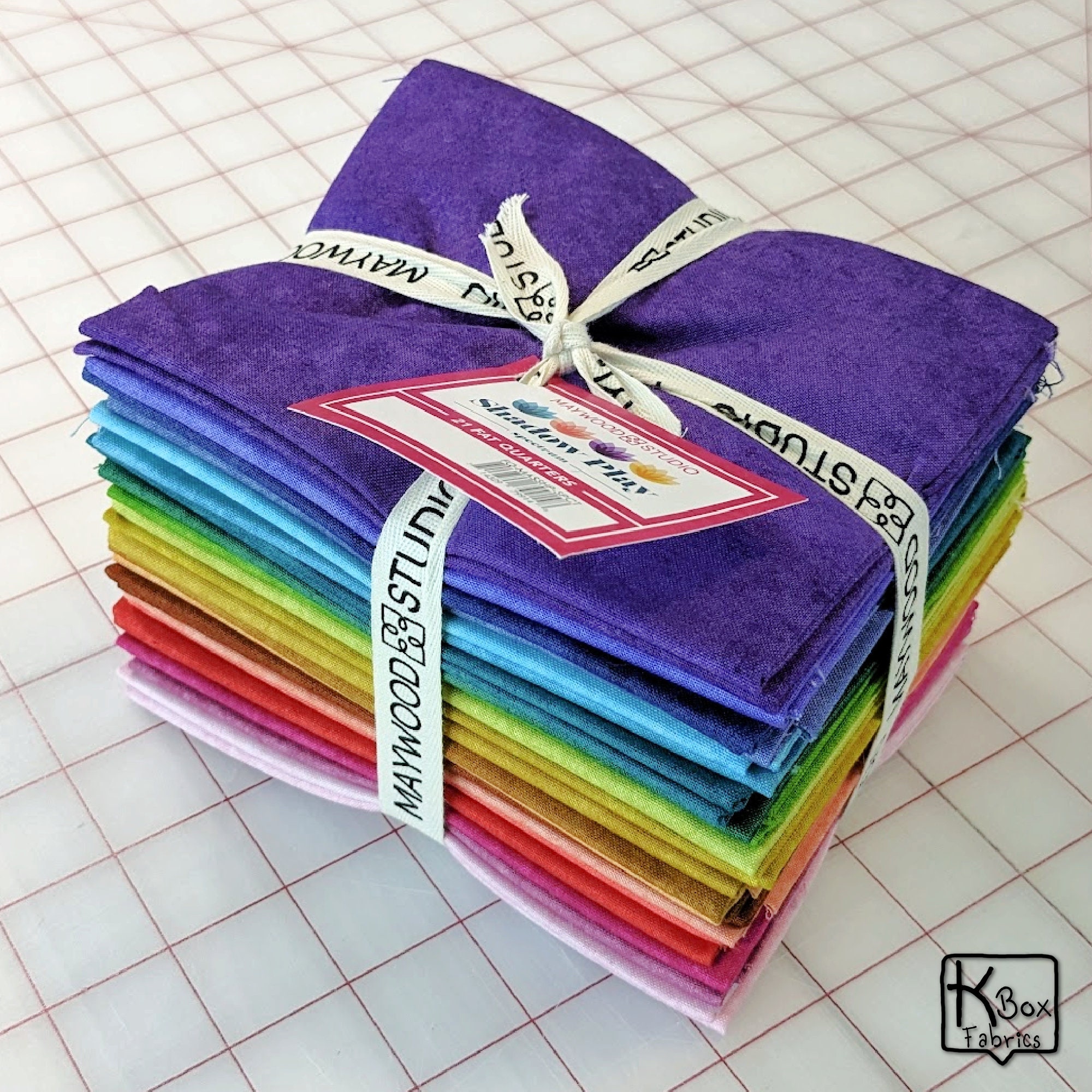 Fat Quarter Bundle 21 Pieces Bright Rainbow Color Blenders Shadow Play ...