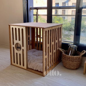 Wood Dog Crate, Wooden Dog Bed, Dog House, Modern Indoor Dog Crate, Dog Bed Large Dogs, Dog Bed,Dog Furniture,Dog Crate Furniture,Dog Kennel