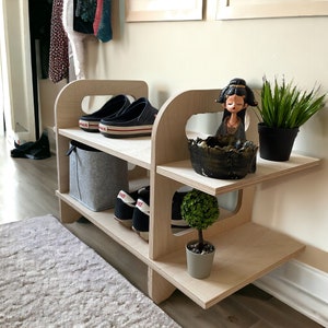 Modern Wooden Shoe Shelf, Entryway Rack, Hexagonica Design image 2