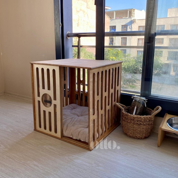 Wood Dog Crate, Wooden Dog Bed, Dog House, Modern Indoor Dog Crate, Wooden Dog Kennel, Dog Bed, Dog Furniture, Dog Crate Furniture, Dog Bed