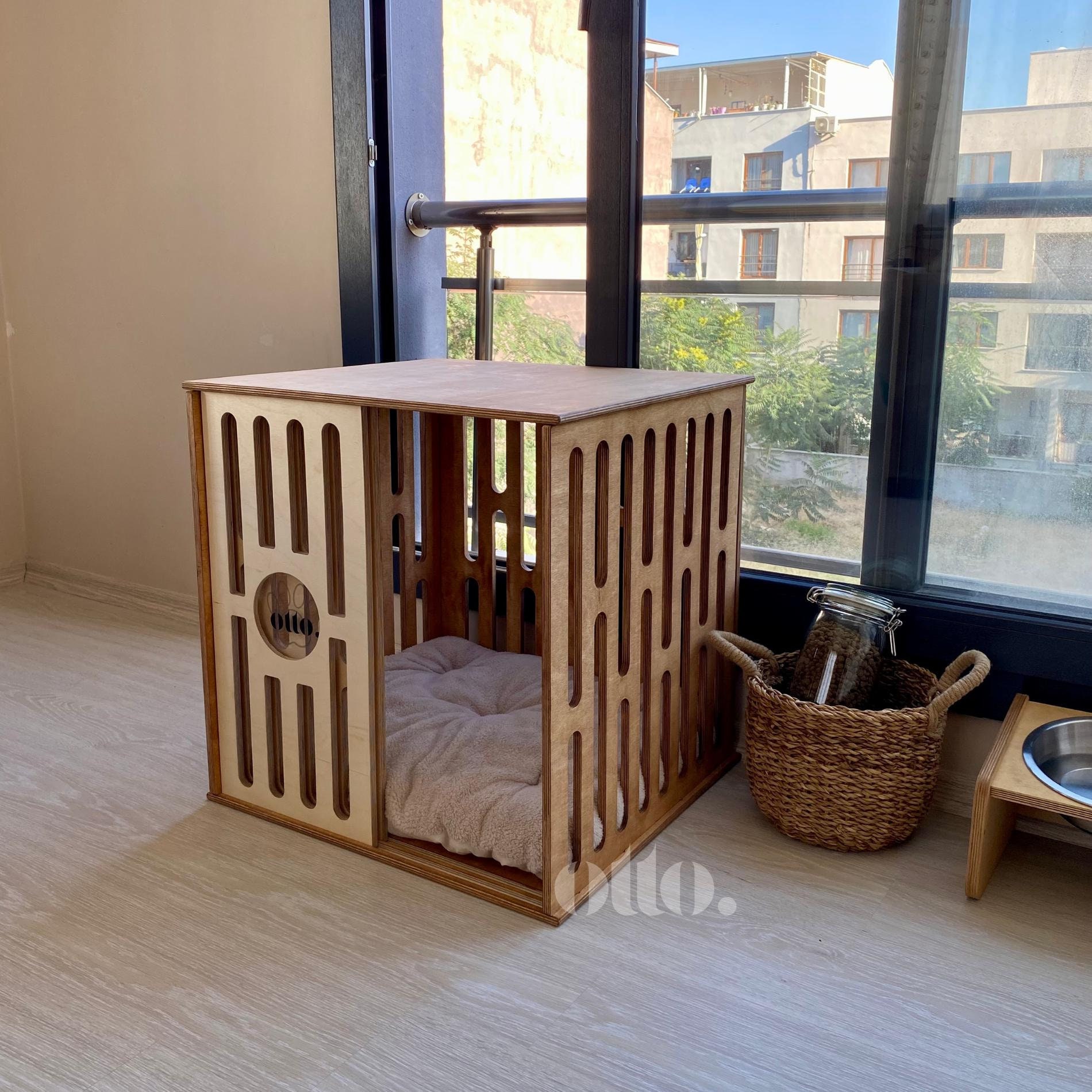 Wood Dog Crate, Wooden Dog Bed, Dog House, Modern Indoor Dog Crate, Wooden Dog Kennel, Dog Bed, Dog Furniture, Dog Crate Furniture, Dog Bed