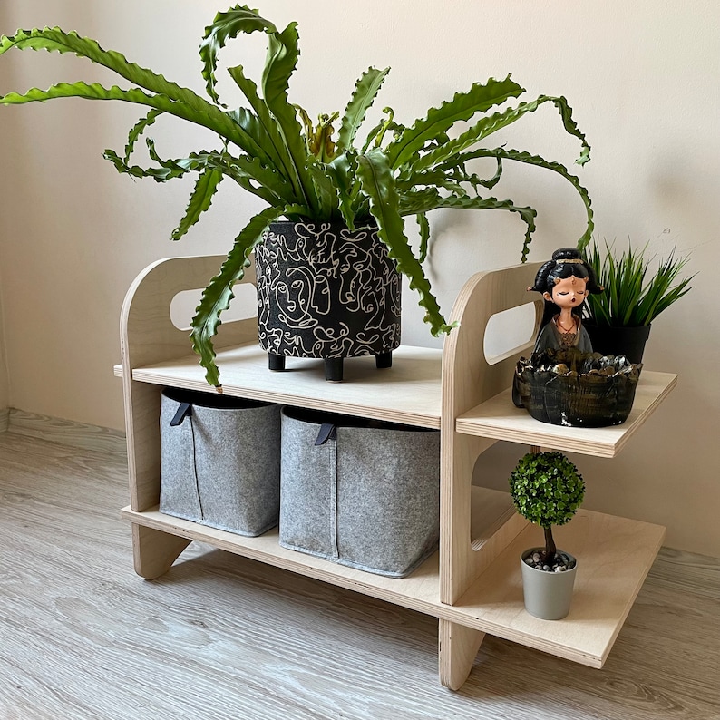 Modern Wooden Shoe Shelf, Entryway Rack, Hexagonica Design image 7