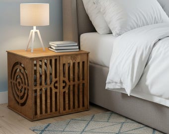 Moderne hondenbench, houten hondenmand, hondenhok, moderne hondenbench voor binnen, hondenmand grote honden, hondenmand, hondenmeubels, meubelen voor hondenkennels, hondenmand
