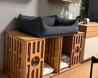 Moderne Holzkiste für Hunde, Indoor Zwinger Möbel, Sperrholzfurnier