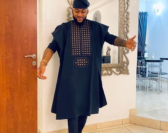 3pcs African Men Agbada | Agbada for Men | African Men Wedding Suit | Agbada for Wedding | Groomsmen Outfit | African Men's Clothing