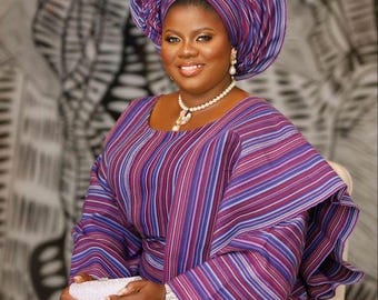 4 Pieces Aso Oke Set for women, Yoruba asooke for birthday, Mother of the bride and groom asooke, 40th birthday attire, Asooke for women