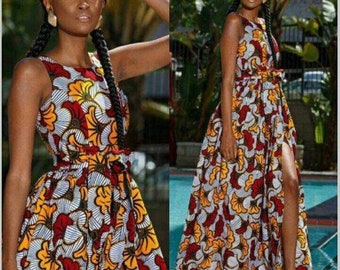 Vestido maxi estampado africano, vestido africano para mujeres, vestidos africanos, vestido Ankara, ropa africana para mujeres, ropa africana