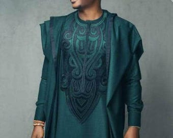 3 Stück Afrikanische Männer Agbada | Agbada für Männer | Afrikanischer Männer Hochzeitsanzug | Agbada für Hochzeit | Trauzeugen-Outfit | Afrikanische Herrenbekleidung