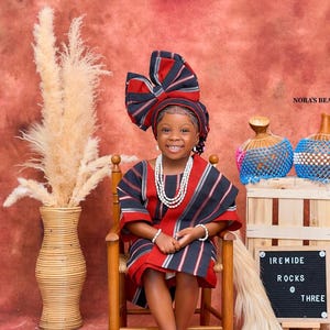 Asooke Outfits for little girls, 1st and 2nd birthday African outfit for little girls, Asooke Iro and buba for little girls