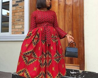 African Print Mid Length Dress,African Skater Dress for women,African Dresses,Ankara Dress, African clothing for Women