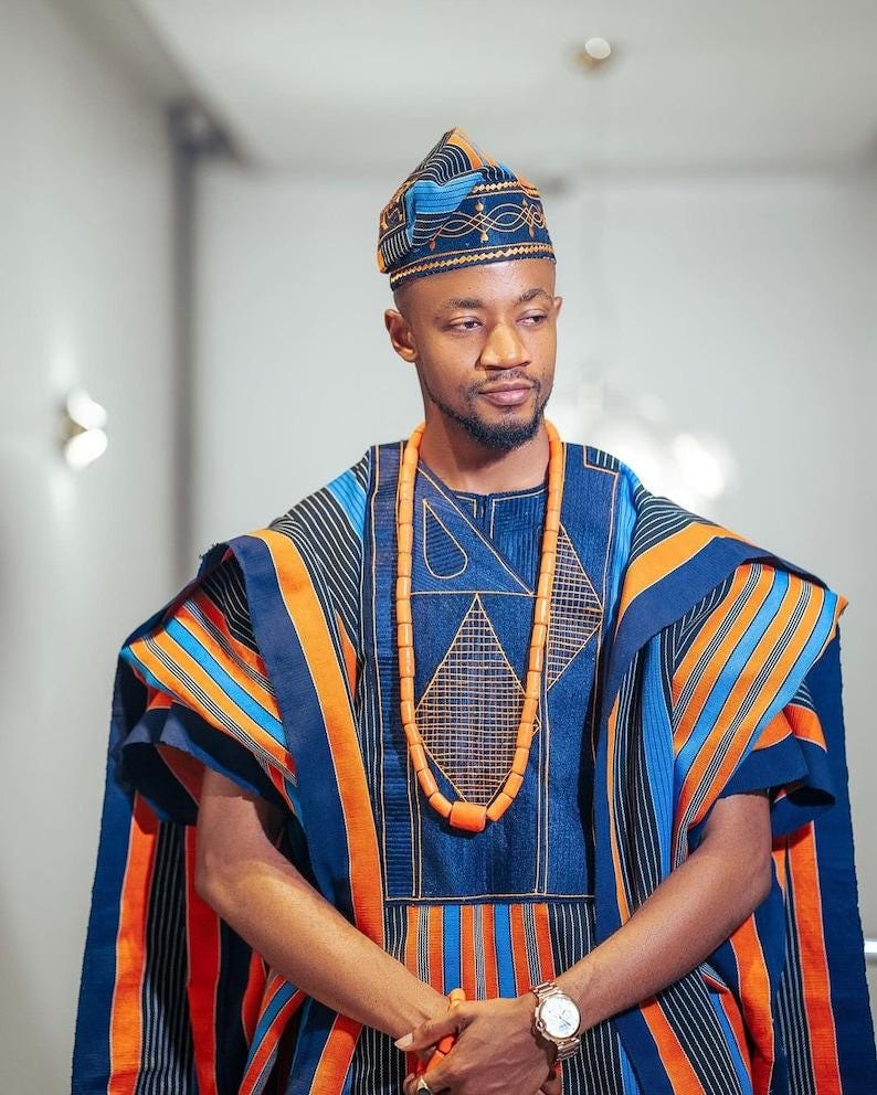 3 Piece African Aso Oke for Men ,Festival Suit Gift for Him African Attire Traditional Dashiki Men's Wedding Clothing Vintage Costume