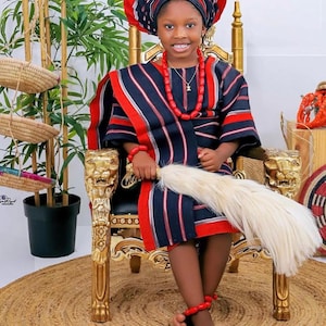 Asooke Outfits for little girls, 1st and 2nd birthday African outfit for little girls, Asooke Iro and buba for little girls