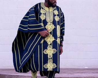 3Pcs Aso Oke Agbada, African Men Clothing, African Wedding Suit, African Groom Suit,Agbada Attire, African Fashion