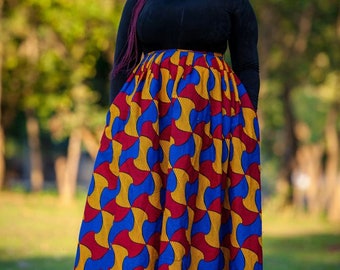 Afrikanischer Print Maxirock, afrikanischer Rock für Frauen, afrikanische Kleider, Ankara-Kleid, afrikanische Kleidung für Frauen, afrikanische Kleidung