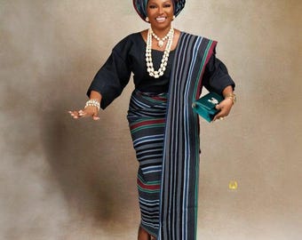 4 Pieces Aso Oke Set for women, Yoruba asooke for birthday, Mother of the bride and groom asooke, 40th birthday attire, Asooke for women