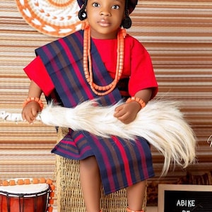 Asooke Outfits for little girls, 1st and 2nd birthday African outfit for little girls, Asooke Iro and buba for little girls