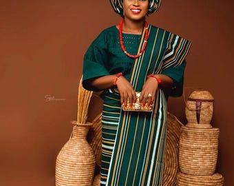 4 Pieces Aso Oke Set for women, Yoruba asooke for birthday, Mother of the bride and groom asooke, 40th birthday attire, Asooke for women
