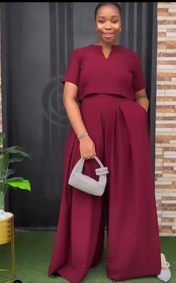 Wine Two piece set for women/African Women's clothing/ African jacket and pants/Ankara dresses/African clothing for Women Wine Two piece set for women/African Women's clothing/ African jacket and pants/Ankara dresses/African clothing for Women