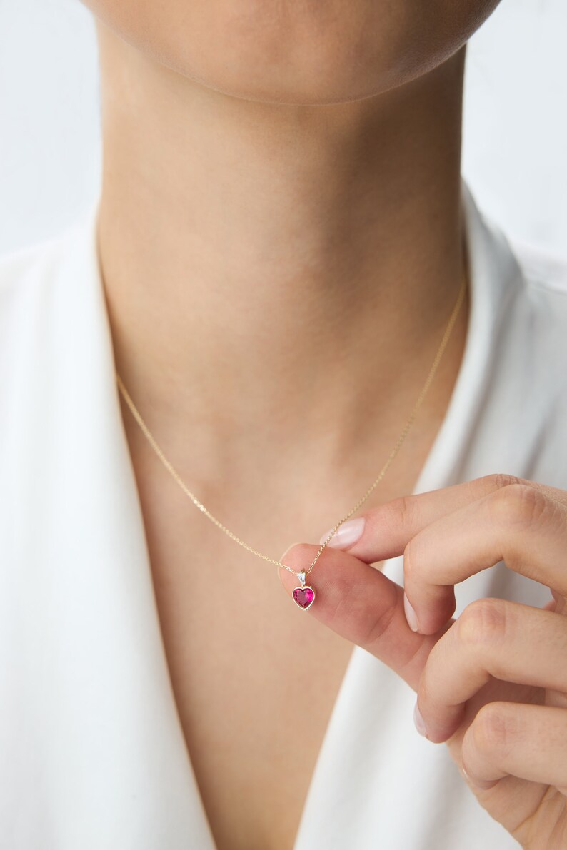 Red Heart Necklace 14K