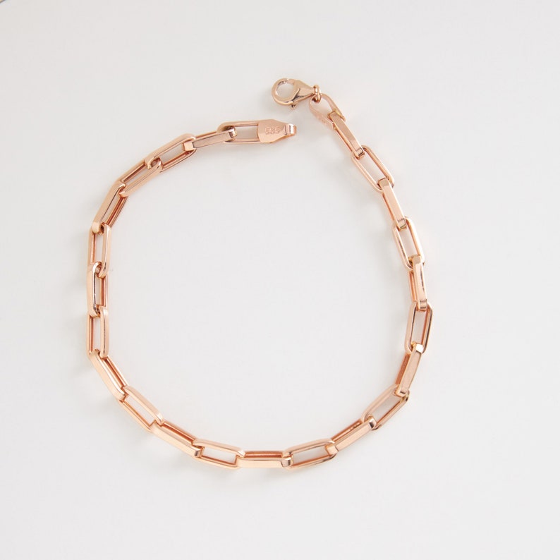 14K Gold Paper Clip Bracelet, Chain Bracelet, Handcrafted Bracelet