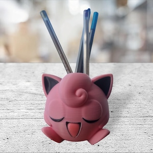 Jigglypuff Pen Holder, 3D Printed Desk Organizer, Cute Pen Stand, Office Decor, Kids Desk Accessory