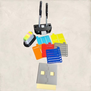 3D Printed Desk Organizer Set, Pen Holder, USB Slot, Post-it Dispenser, Stencils